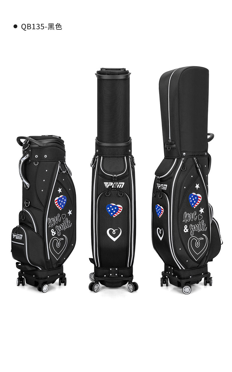 PGM QB135 cute travel bag black golf bags with wheel