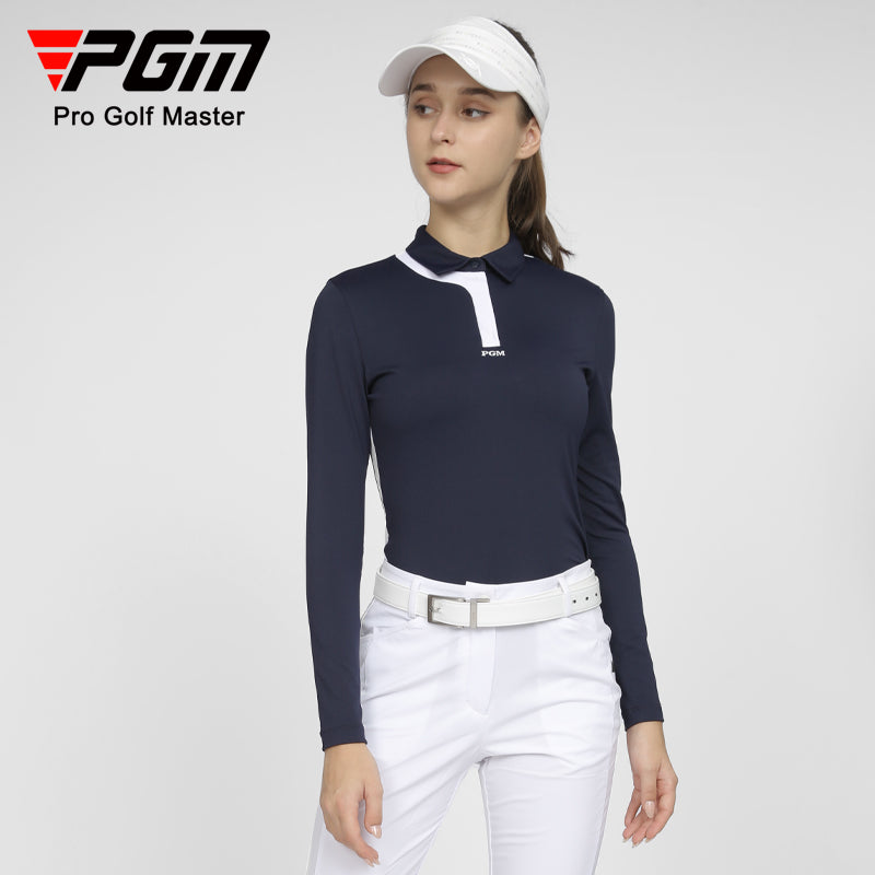 PGM YF531 women polo golf top long sleeve ladies polyester spandex plain golf polo