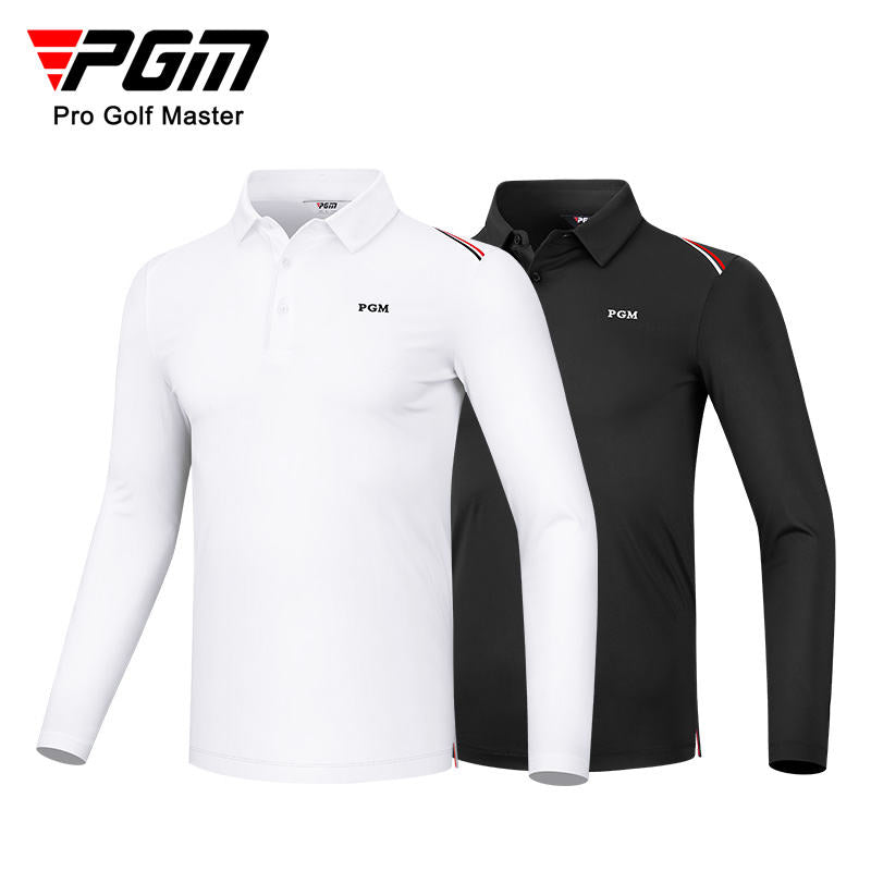 PGM YF489 long sleeve golf polo shirt sportswear white fashionable men lapel golf polo