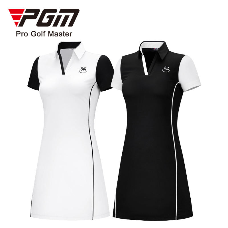 PGM QZ083 golf dress women quick dry custom short sleeve v-neck polo ladies golf dress