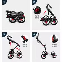 PGM Foldable Golf Bag Cart Four Wheels Aluminium Alloy Trolley with Umbrella Holder Bottle Cage Fixing Rope Manual Brake QC005 - Image 4