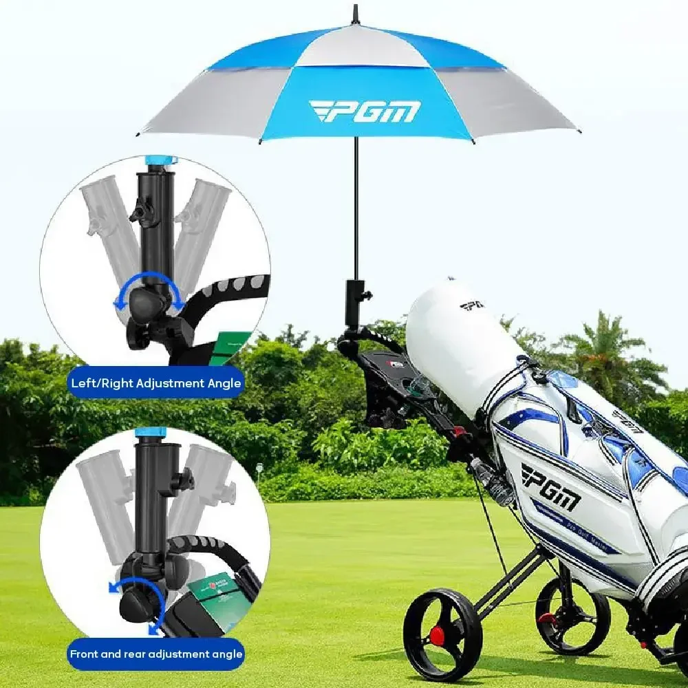 PGM Golf Cart, 3 Wheel Folding Golf Cart with Foot Brake Umbrella and Cup Holder with Seat, Light Trolley with Adjustable Handle - Image 2