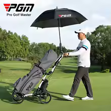 PGM Foldable Golf Bag Cart Four Wheels Aluminium Alloy Trolley with Umbrella Holder Bottle Cage Fixing Rope Manual Brake QC005 - Image 2
