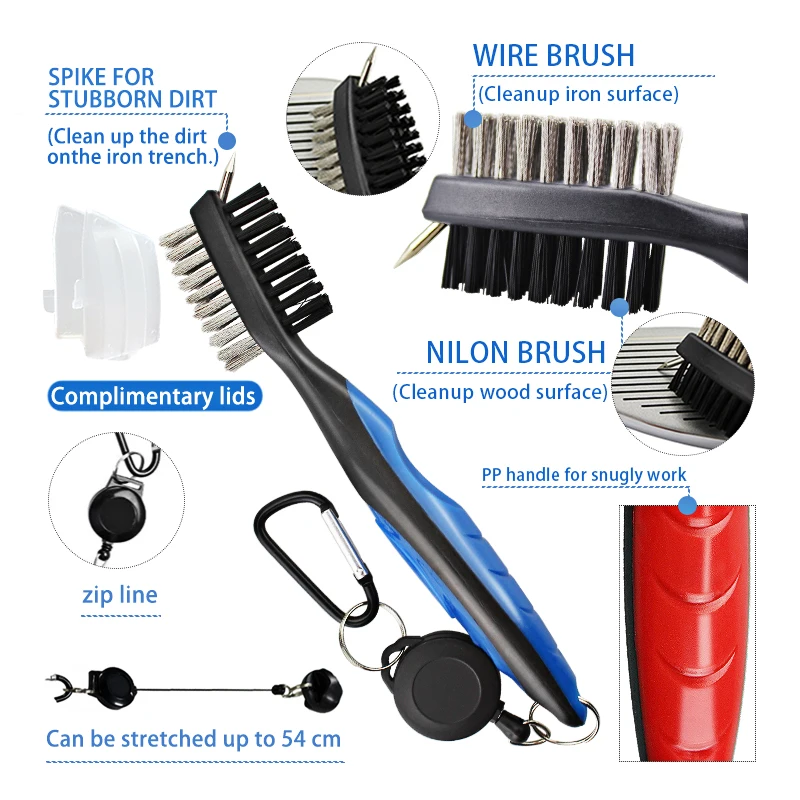Golf Club Cleaner Golf Cleaning Brush With Carabiner Groove Sharpener Cleaner Multi Style Golf Sports Accessories Drop Ship - Image 3