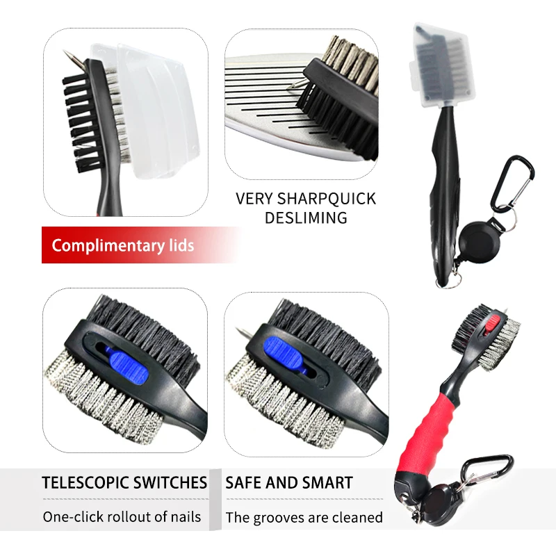 Golf Club Cleaner Golf Cleaning Brush With Carabiner Groove Sharpener Cleaner Multi Style Golf Sports Accessories Drop Ship - Image 2